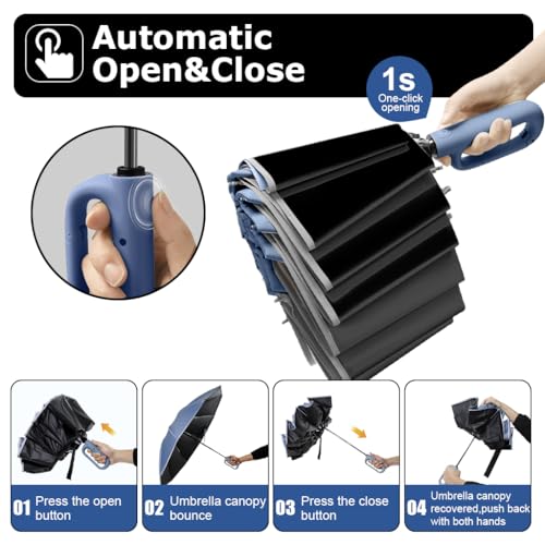 PALAY® UV Umbrella for Men Women with Reflective Strap, Automatic Open/Close, Windproof Reinforced 10 Dual Ribs, Sun Protection Umbrella with Carabiner Handle Design (2Pack) PALAY® UV Umbrella for Men Women with Reflective Strap, Automatic Open/Close, Windproof Reinforced 10 Dual Ribs, Sun Protection Umbrella with Carabiner Handle Design (2Pack)